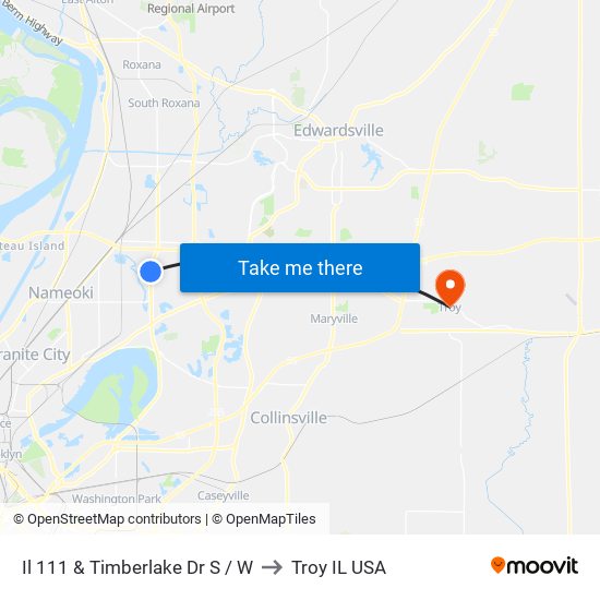 Il 111 & Timberlake Dr S / W to Troy IL USA map