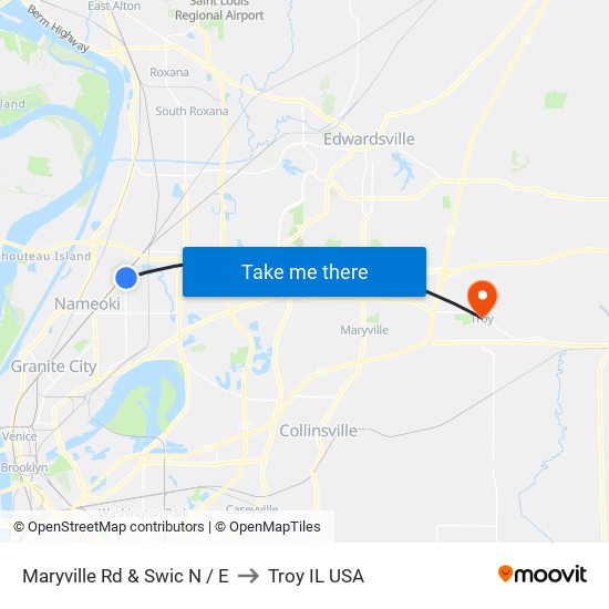 Maryville Rd & Swic N / E to Troy IL USA map