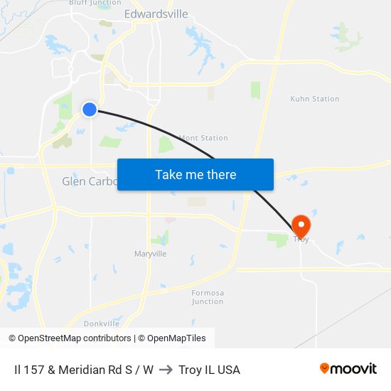 Il 157 & Meridian Rd S / W to Troy IL USA map