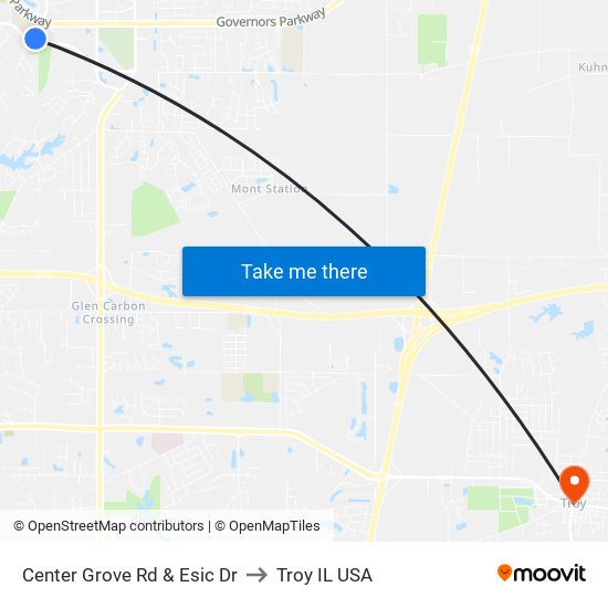 Center Grove Rd & Esic Dr to Troy IL USA map