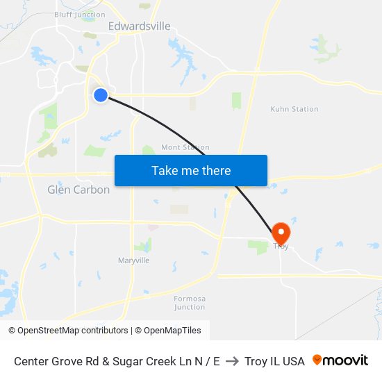 Center Grove Rd & Sugar Creek Ln N / E to Troy IL USA map