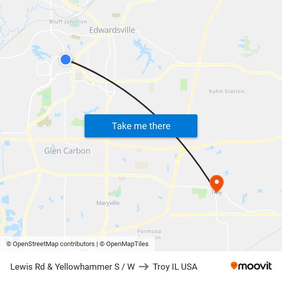 Lewis Rd & Yellowhammer S / W to Troy IL USA map