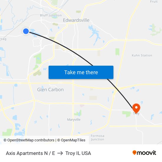 Axis Apartments N / E to Troy IL USA map
