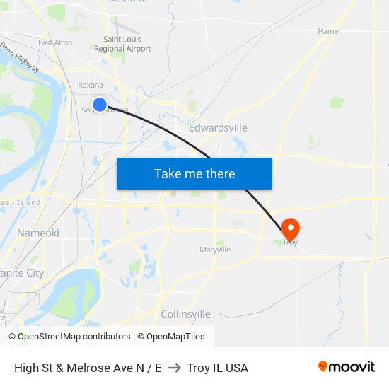 High St & Melrose Ave N / E to Troy IL USA map