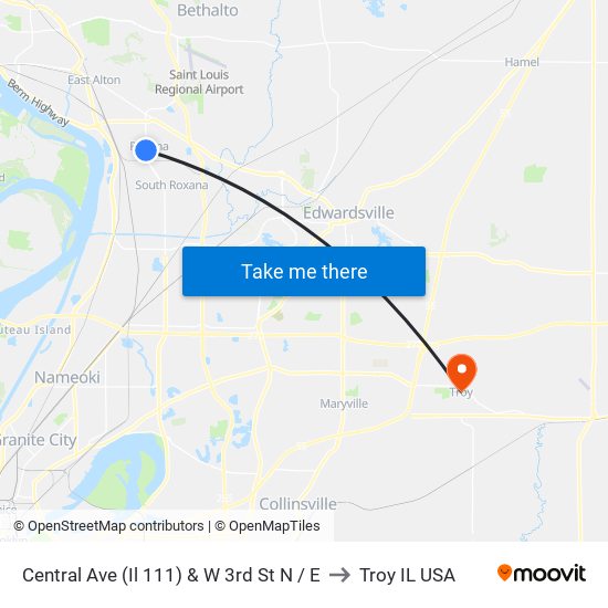 Central Ave (Il 111) & W 3rd St N / E to Troy IL USA map