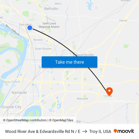 Wood River Ave & Edwardsville Rd N / E to Troy IL USA map