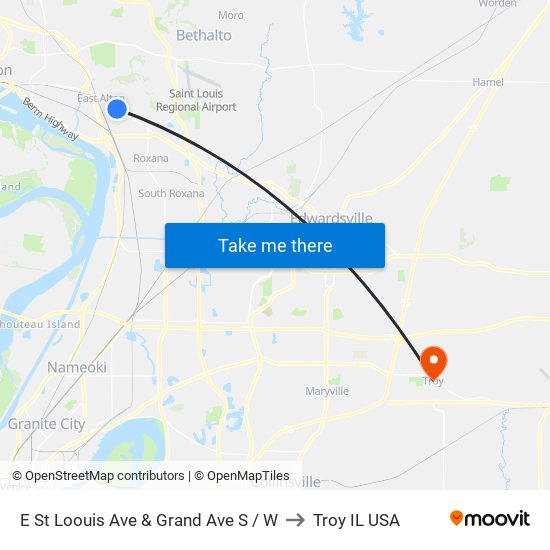 E St Loouis Ave & Grand Ave S / W to Troy IL USA map