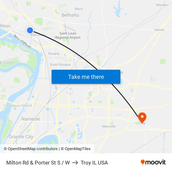 Milton Rd & Porter St S / W to Troy IL USA map