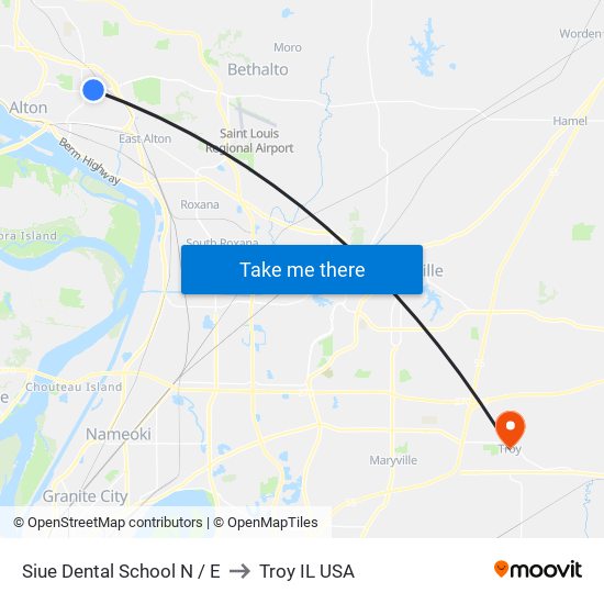 Siue Dental School N / E to Troy IL USA map