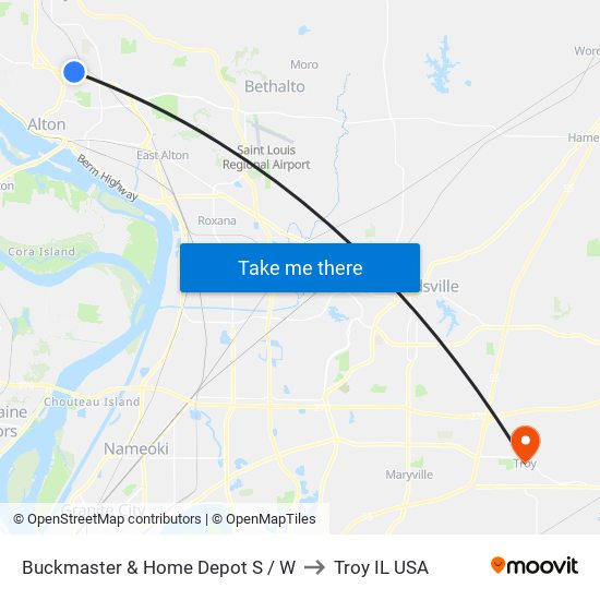 Buckmaster & Home Depot S / W to Troy IL USA map