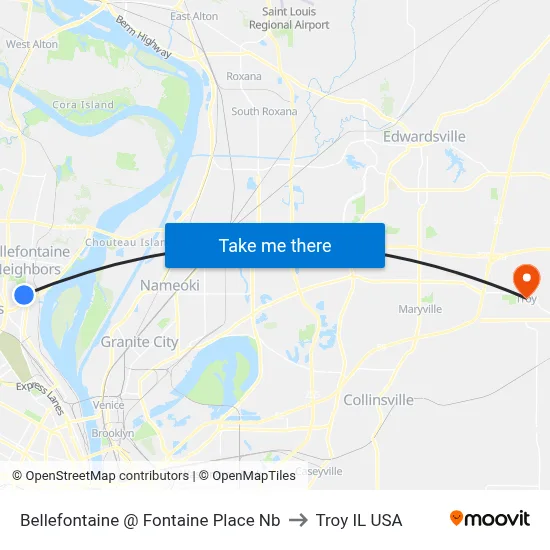 Bellefontaine @ Fontaine Place Nb to Troy IL USA map