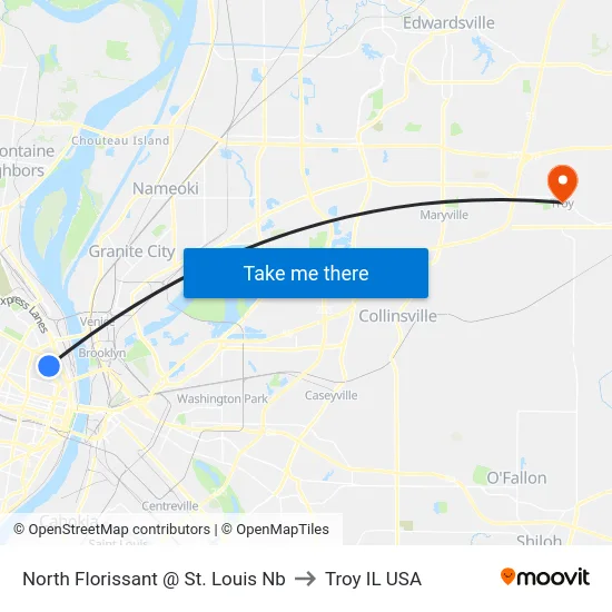 North Florissant @ St. Louis Nb to Troy IL USA map