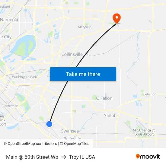 Main @ 60th Street Wb to Troy IL USA map