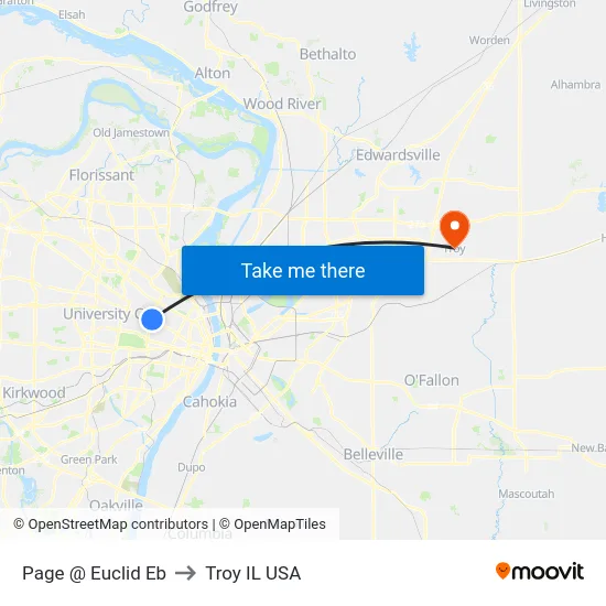 Page @ Euclid Eb to Troy IL USA map