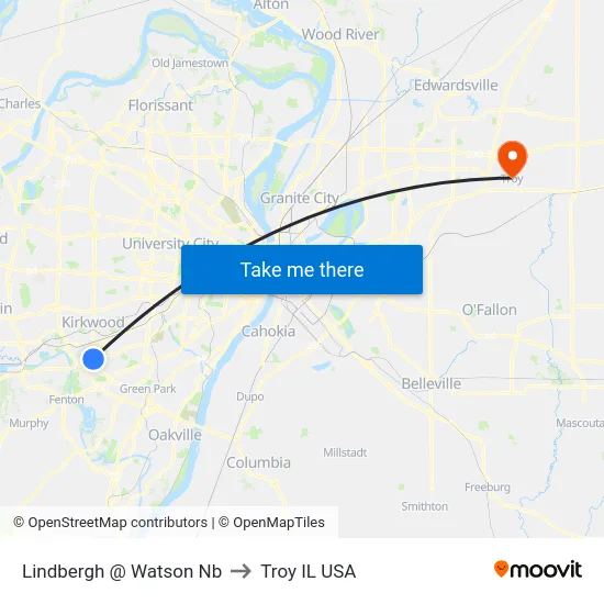 Lindbergh @ Watson Nb to Troy IL USA map