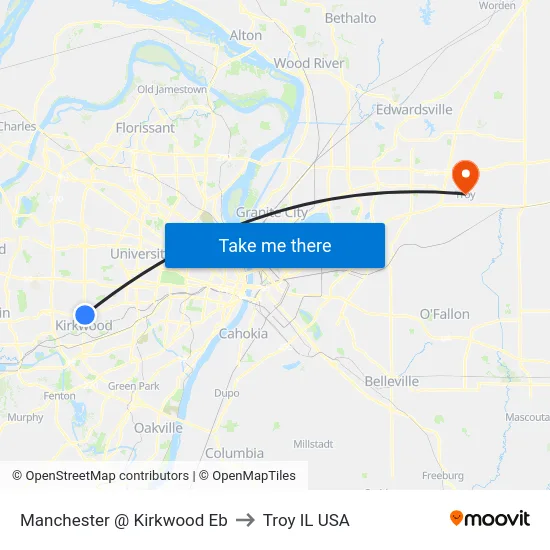 Manchester @ Kirkwood Eb to Troy IL USA map