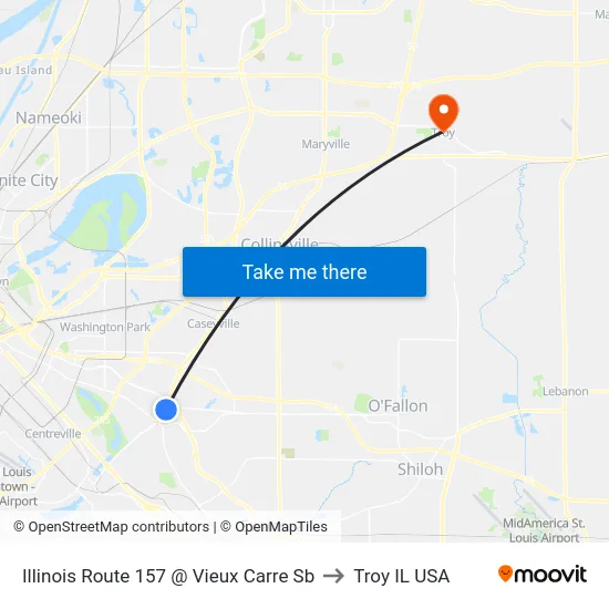 Illinois Route 157 @ Vieux Carre Sb to Troy IL USA map
