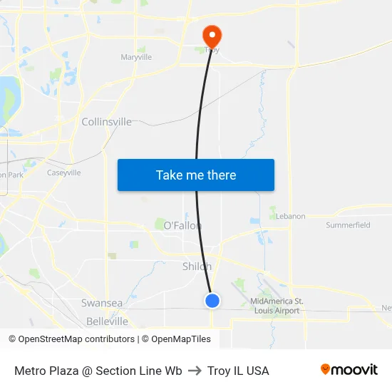 Metro Plaza @ Section Line Wb to Troy IL USA map