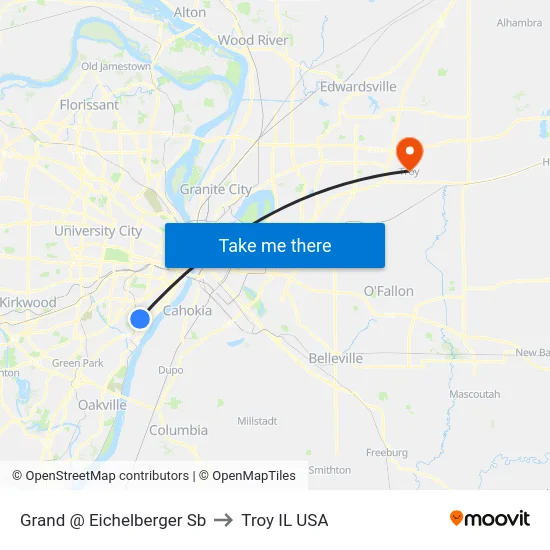 Grand @ Eichelberger Sb to Troy IL USA map