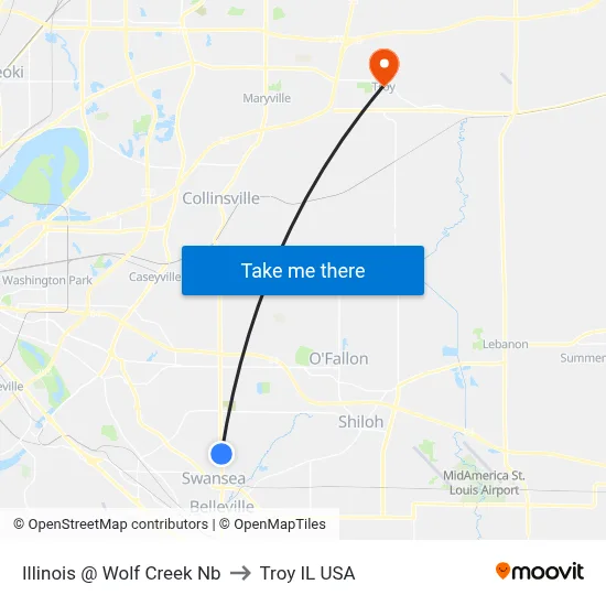 Illinois @ Wolf Creek Nb to Troy IL USA map