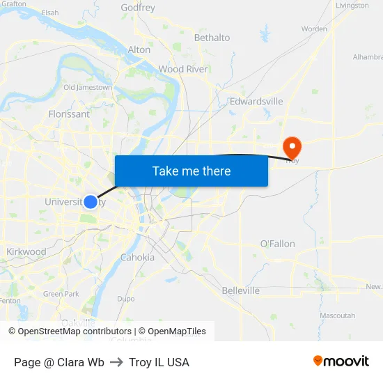Page @ Clara Wb to Troy IL USA map