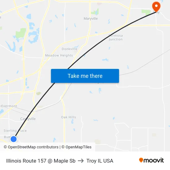 Illinois Route 157 @ Maple Sb to Troy IL USA map