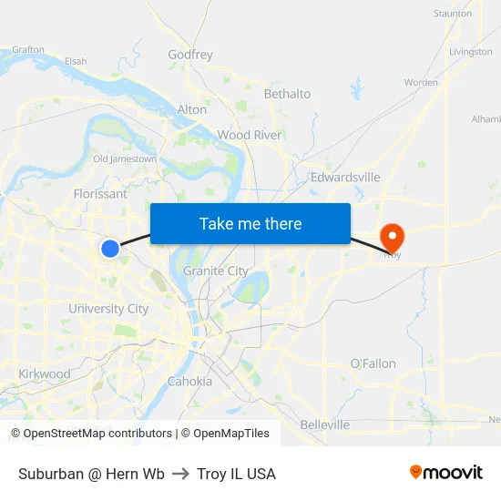 Suburban @ Hern Wb to Troy IL USA map
