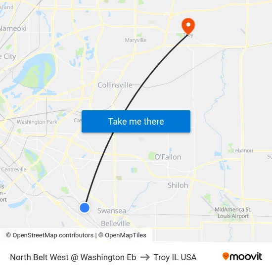 North Belt West @ Washington Eb to Troy IL USA map