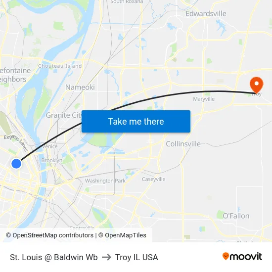 St. Louis @ Baldwin Wb to Troy IL USA map