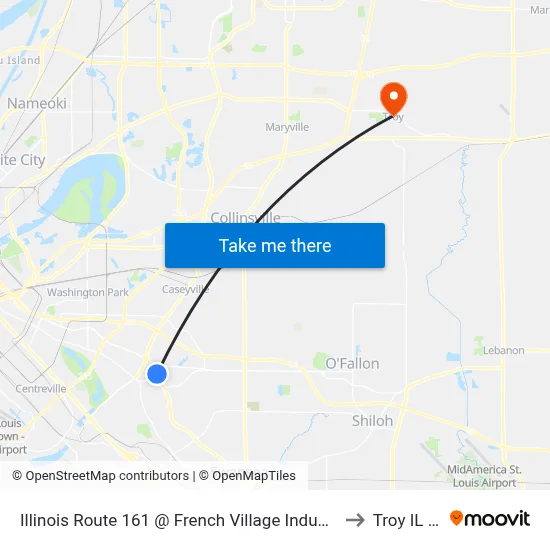 Illinois Route 161 @ French Village Industrial Park Nb to Troy IL USA map