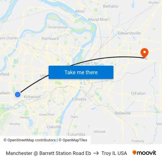 Manchester @ Barrett Station Road Eb to Troy IL USA map