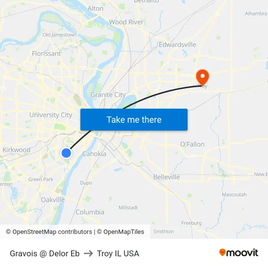 Gravois @ Delor Eb to Troy IL USA map