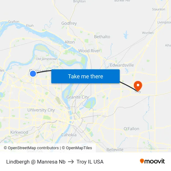 Lindbergh @ Manresa Nb to Troy IL USA map