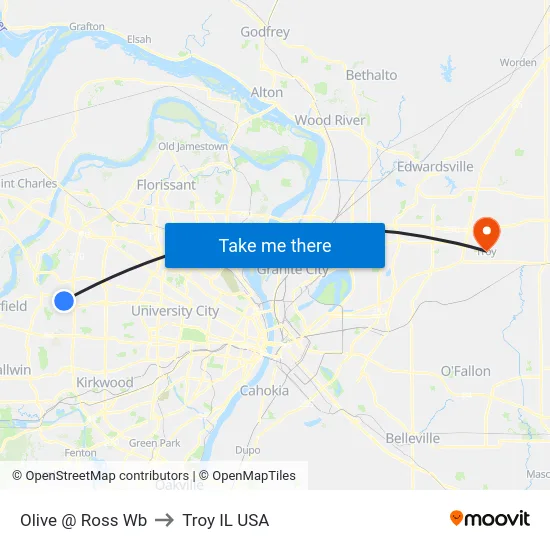 Olive @ Ross Wb to Troy IL USA map