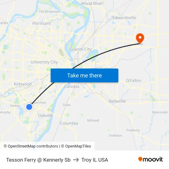Tesson Ferry @ Kennerly Sb to Troy IL USA map