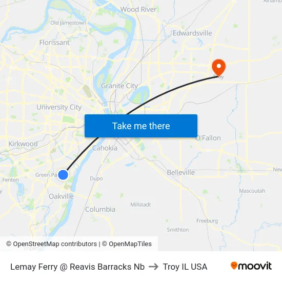 Lemay Ferry @ Reavis Barracks Nb to Troy IL USA map