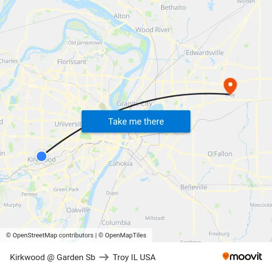 Kirkwood @ Garden Sb to Troy IL USA map