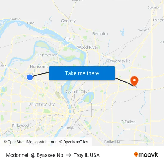 Mcdonnell @ Byassee Nb to Troy IL USA map