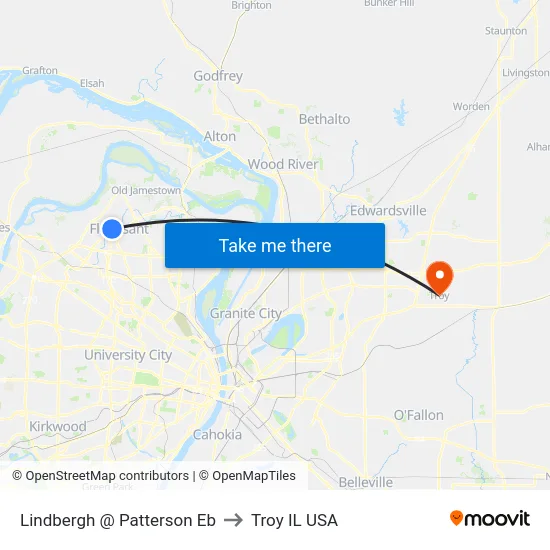 Lindbergh @ Patterson Eb to Troy IL USA map