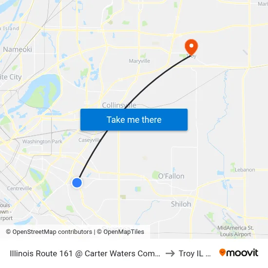 Illinois Route 161 @ Carter Waters Company Nb to Troy IL USA map