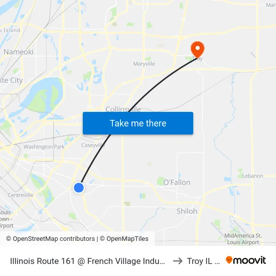 Illinois Route 161 @ French Village Industrial Park Sb to Troy IL USA map