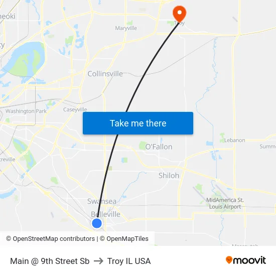 Main @ 9th Street Sb to Troy IL USA map