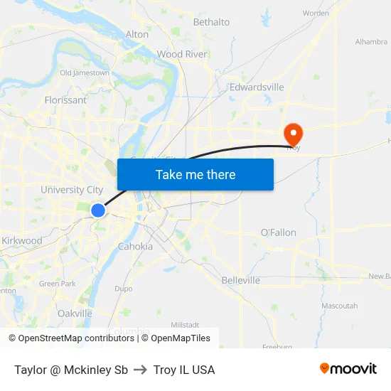 Taylor @ Mckinley Sb to Troy IL USA map