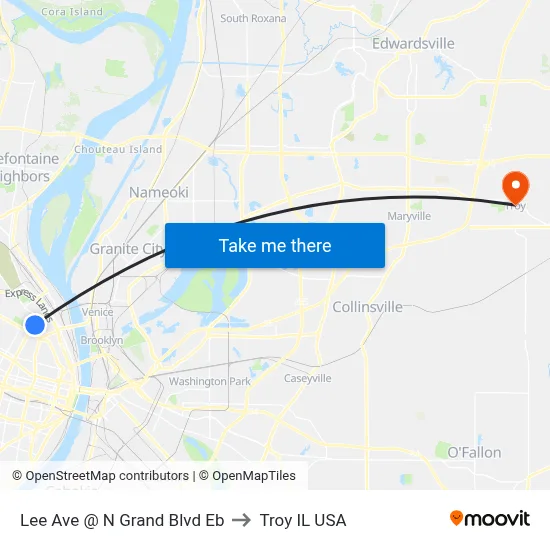 Lee Ave @ N Grand Blvd Eb to Troy IL USA map