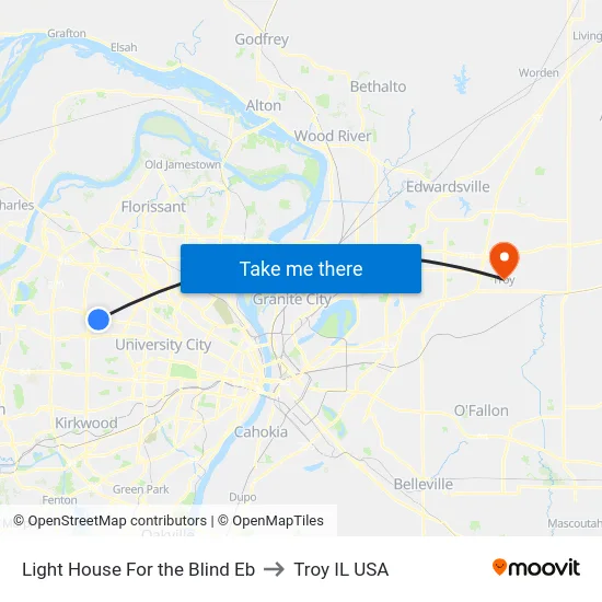 Light House For the Blind Eb to Troy IL USA map