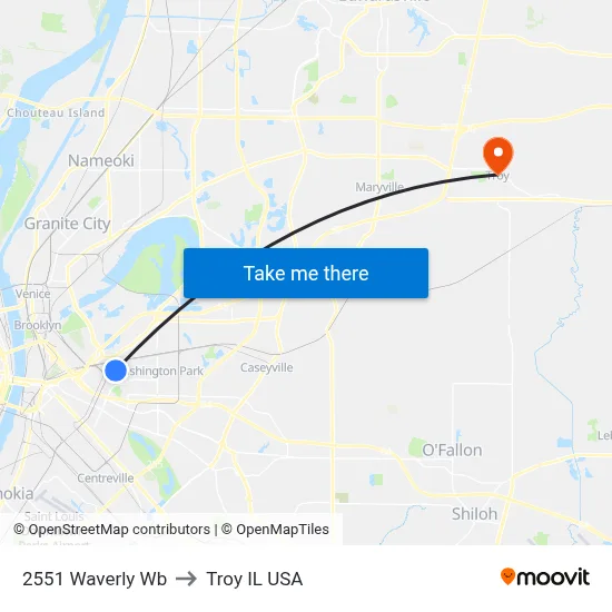 2551 Waverly Wb to Troy IL USA map