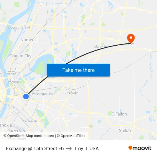 Exchange @ 15th Street Eb to Troy IL USA map