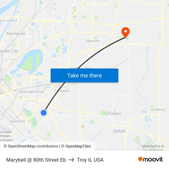 Marybell @ 80th Street Eb to Troy IL USA map