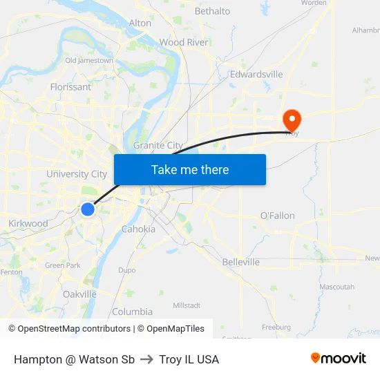 Hampton @ Watson Sb to Troy IL USA map