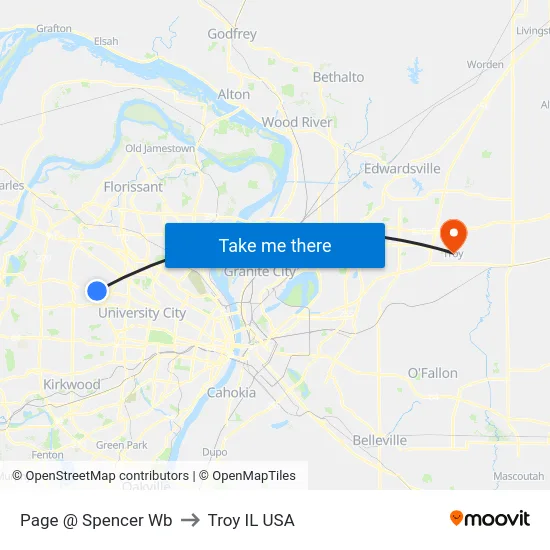 Page @ Spencer Wb to Troy IL USA map